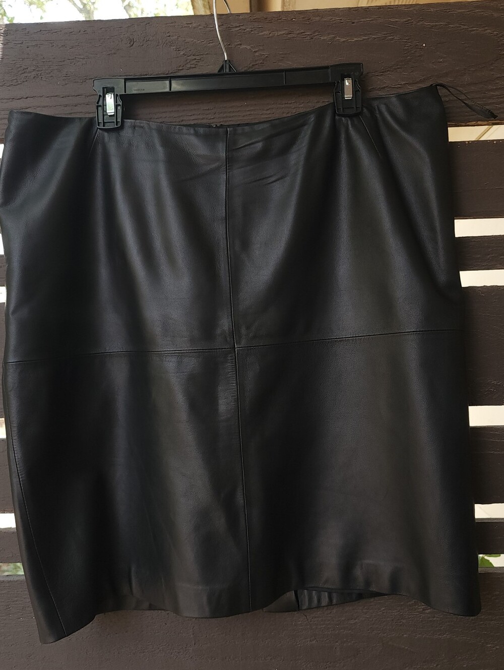 Lafayette 148 New York Black Leather Skirt Size 16